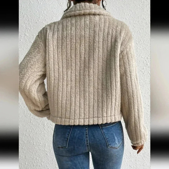 Flap Detail Fluffy Jacket - Picture 3 of 6